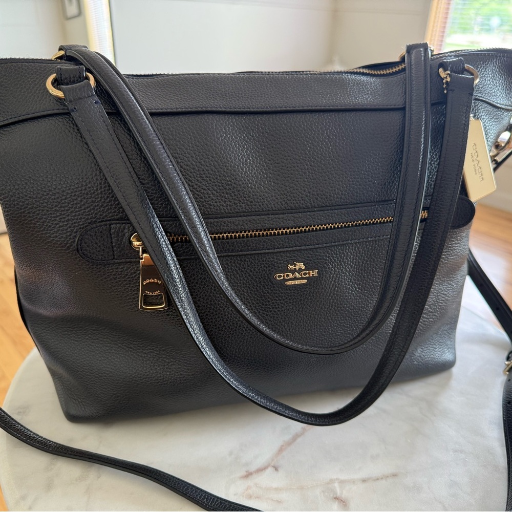 Coach Navy Leather Tote Bag